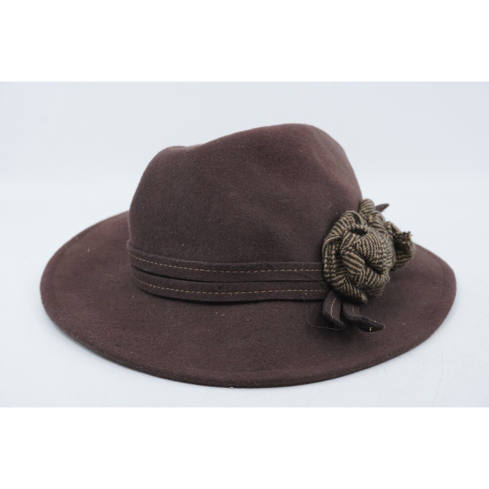 Vtg Soprattutto Cappelli Brown 100% Wool Felt Hat Bow Accent Made in Italy
